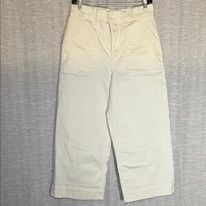 Joe’s Jeans Cream Wide Leg Barrel Style Cropped Ankle Pants Size 30